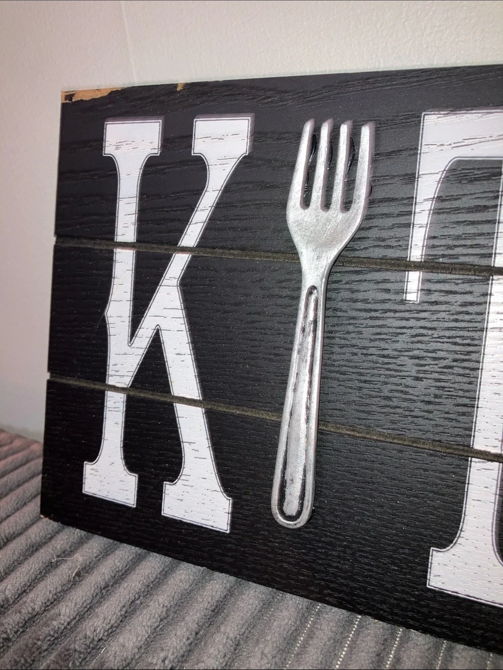 Black 'KITCHEN' Wall Plaque with 3D Fork Accent